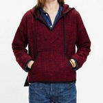Madewell Red Black Brushed Houndstooth Hoodie size L Photo 0