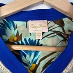 Tracy Reese Tan & Blue Floral Button Down Silk Long Sleeve Top S Photo 3