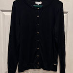 Calvin Klein  Womens Black Cardigan Sweater Gold Buttons Knit Top Large L‎ Photo 0
