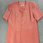 Saks 5th Avenue VTG HELGA Saks Fifth Avenue Skirt Set Womens L Coral Rhinestone Button Two Piece Photo 9