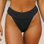 Berlook Black Ribbed High Cut Wide Waistband Bikini Bottom ONLY 02 Size M Photo 0