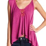 Free People Purple New Vibes Beaded Boho Asymmetrical Tank Top Size Small Photo 0
