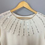 NWT LOFT Sweater Ivory Sequins White Size Small Women FLAWED Holiday‎ Christmas Photo 7
