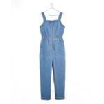 Madewell  Solid Blue Denim Zip Smock-Waist Jumpsuit - M Photo 1
