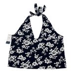 Hollister  Floral Printed Halter Cut Tank Top V Neck Crop Top Dark Blue NEW XXL Photo 5