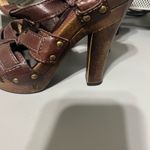 Frye  Brown Leather Platform Heels / Chunky Wood Heel Strappy Sandal Size 7 Photo 2