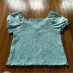 Crave fame Blue Smocked Puff Sleeve Blouse Photo 3