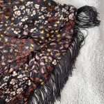 Maurice's Black Floral & Black Fringe Short Sleeve Kimono Photo 6