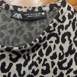 ZARA Black and Cream Animal Print leopard dress size small stretchy Photo 5