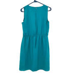 Shumaq size Small sleeveless dress teal silk blend ruffle fitted waist rear zip Green Photo 1