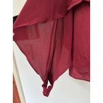 DKNY NWT Dark Red Satin Cape Blouse Open Sleeve Women’s Size Medium Photo 3