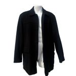 Cole Haan Coat Sz XL Black Wool Cashmere Blend Leather Zip Mid Length Preppy Photo 8