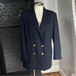Ralph Lauren Vintage  Navy Double Breasted Wool Blazer Peak Lapel Gold‎ Buttons 6 Photo 3