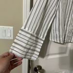 Elizabeth and James  Wide Cuff Striped Button Down White Gray Striped Shirt Large Photo 4