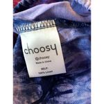 CHOOSY Dharma Crop Top Blue Tie Dye LINEN Poet/Bishop Sleeve Off Shoulder XS Photo 3