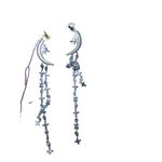 Silver Tone Crescent Moon and Cross Dangle Earrings Photo 2