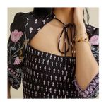Anthropologie *** Dasha Smocked Black Floral Print Midi Dress Photo 2