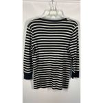 Jones New York  Womens Striped Neck Pullover Sweater Black And White Medium Photo 6