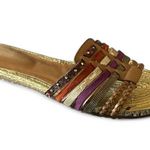 ALDO Gold Multicolor Woven Slip-On Flat Sandals Size 7 Photo 0