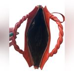 Vintage Red Braided Handle Faux Leather Purse Photo 4