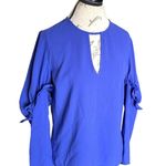 EXPRESS  Womens Blouse Sz Small Blue Long Sleeve Office Work Wear Business Retro Photo 4