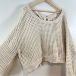 Free People | Lace Up Back Oversized Waffle Knit Sweater Ivory Small Photo 3