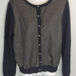 Ralph Lauren  Black/White Silk Blend Polka Pearl Button Cardigan Sweater Women M Photo 0