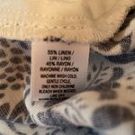 Loft  Marisa Linen Blend Wide Leg Dress Pants Navy Floral on White Size 4P Photo 7