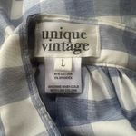 Unique Vintage  Blue and White gingham Midi A-Line Skirt size Large Photo 2