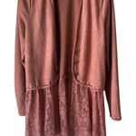 Vocal USA Rose Faux Suede Lace Trim Long Slv Open Front Cardigan Western Boho Photo 0