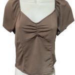 Ambiance Apparel Ambiance Trendy Taupe nude brown top sweet heart Rushed front women’s size XL Photo 1