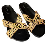 Birdies Robin Cheetah Slide Women's Criss Cross Sandals Flats Size 10 Tan Photo 0