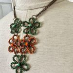 Green and orange flower beaded necklace Photo 1