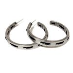 The Sak NEW - Silver & Black Woven Cord Chic Bold Statement Hoop Earrings Photo 1