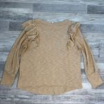 Cato  beige long sleeve ruffle front sweater size large E14 Photo 5