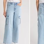 ZARA Dark Wash Wide Leg Cargo Jeans Photo 5