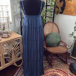 Lovestitch Dusty Navy Swiss Dot Babydoll Waist Spaghetti Strap Midi Maxi Dress Photo 1