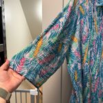 Woman Within  Oversized Tunic Top Blouse Button Front Tropical Colorful 1/2 Sleeve Photo 2