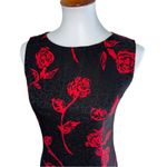 Liz Claiborne Vintage Sleeveless Sheath Dress Floral Black and Red Size 4 Photo 2