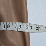 EXPRESS Women Faux Leather Pleated Trousers Tan High Waisted Cropped Pants S Minimalist Photo 6