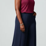 NWT New Directions Wide Leg Dressy Palazzo Pants L Navy Holiday Party Evening Blue Size L Photo 0