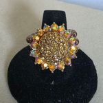 Rhinestone Sunflower Stretch Ring Gold Photo 0