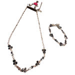 Paparazzi Elegant Silver-Tone‎ Necklace and Bracelet Set with Black Crystal Accents R-67 Photo 0