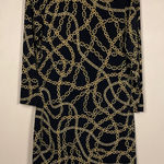 MICHAEL Michael Kors Women’s Chain Link Print Jersey Knit Black Gold Shift Dress Photo 0