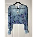 Free People Daphne Floral Lace Baby Blue Purple Romantic Blouse Top XS Photo 11