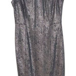 Calvin Klein Silver Snakeskin Sleeveless Sheath Dress Size 2 Wedding Guest Dress Photo 0
