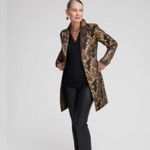 Chico's  Collection Black Gold Floral Metallic Jacquard Topper Coat Long Jacket Photo 1