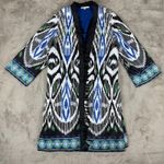 Chico's  Bordered Tassel Ikat Kimono Bohemian Print Cover Up Duster XL‎ Vacation Photo 0