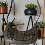 B.O.C. Crossbody Bag Purse Charcoal Embossed Floral Adjustable Strap Womens Gray Photo 3