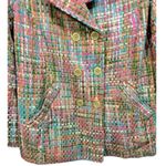 Komfit Colorful Tweed Double Breasted‎ Blazer Size Large Career Retro Old Money Green Photo 5
